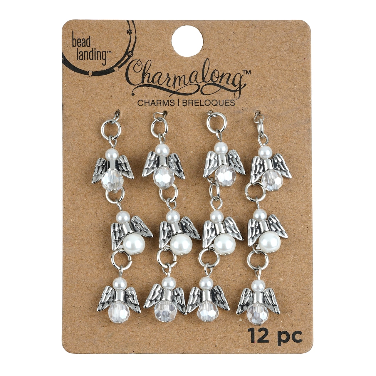 12 Packs: 12 ct. (144 total) Charmalong™ Rhodium Angel Charms by Bead Landing™